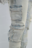 Blue Ripped Men's Cargo Jeans