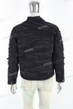 Men's Black Ripped Denim Jacket