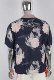 Men's Printed Blue Resort Beaded Short Sleeve Shirt