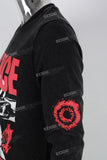 Men's Distressed Washed Black Printed T-Shirt