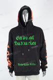 Men's printed black hooded sweatshirt
