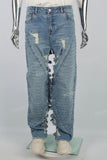 Men's Blue Shredded Baggy Jeans