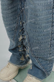 Men's Blue Shredded Baggy Jeans