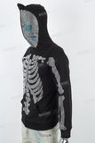 Men's Rhinestone Hooded Zip Black Knitted Jacket