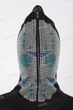 Men's Rhinestone Hooded Zip Black Knitted Jacket