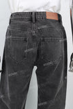 Women's gray washed baggy jeans