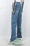 Women's blue washed baggy jeans