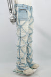 Men's Light Blue Diamond Patch Distressed Jeans