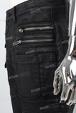 Men's black waxed baggy cargo pants