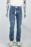 Men's split patchwork blue flared jeans