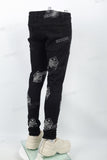 Men's Rhinestone Black Skinny Jeans