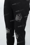Men's Rhinestone Black Skinny Jeans