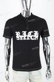 Men's black printed polo shirt