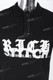 Men's black printed polo shirt