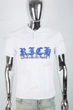Men's white printed polo shirt