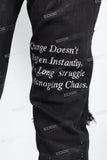 Black Tattered Embroidered Skinny Jeans
