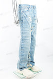 Blue tattered patchwork Baggy Jeans