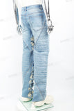 Blue tattered patchwork Baggy Jeans