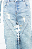 Blue tattered patchwork Baggy Jeans