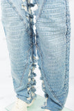 Blue tattered patchwork Baggy Jeans