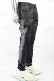 Black waxed and rhinestoned ripped Skinny Jeans