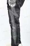 Black waxed and rhinestoned ripped Skinny Jeans