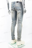 Blue distressed tattered embroidered Skinny Jeans