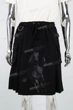 Black laser side pocket men's side pleated skirt