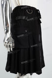 Black laser side pocket men's side pleated skirt