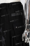Black laser side pocket men's side pleated skirt