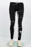Black Tattered White Gothic Cross Stitch Skinny Jeans
