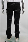 black patch work patchwork cargo baggy jeans men