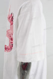 White Oversize Pink Digital Print  T shirt Men