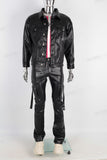 Black Leather Jacket And Pants Set Men