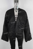 Black oversize and loose waxed jacket