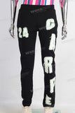 Black patchwork slim fit pants