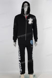 Black digital print hooded jacket and pants