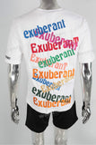 Embroidered print regular slim fit white T shirt men
