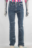 Blue slim fit embroidered jeans