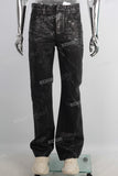Black waxed flare jeans