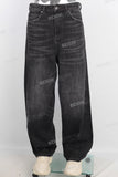 Black acid washed digital print jeans