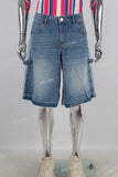 Blue baggy laser boot cut jeans