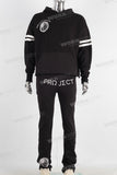 Black digital print patchworkhoodie and pants set