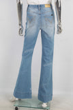 Blue flare patchwork jeans women