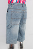 Blue acid washed denim shorts
