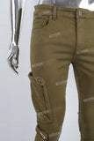 Green cargo skinny jeans men