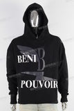 Black digital print raw hem hoodie