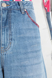 Blue embroidered baggy jeans