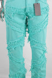 Damaged patchwork straight boot cut jeans
