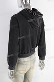 Black digital print patchwork jacket